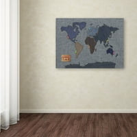 Zaštitni znak Art 'Denim World Map' Canvas Art od Michaela Tompsetta