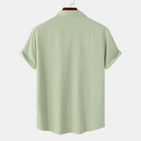 Ljetna ležerna široka pamučna lanena košulja laneni jednobojni vrhovi kratkih rukava za muškarce i žene