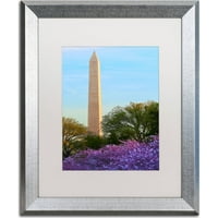 Zaštitni znak likovna umjetnost Washington Monument Spring Canvas Art by Cateyes, White Matte, Silver Frame