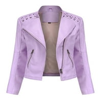 Žene puni zip kaput motocikl rad Blazers rever vrat kratki formalni svečani jakna sakura ružičasta xl
