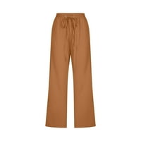 Ljetne hlače Capri za žene s lanenim hlačama s visokim strukom Lagana odjeća s džepom obrezane hlače xl