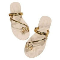 Ženske ljetne japanke od rhinestones-a i leptira, dizajnerske sandale s prstenom na prstima, žute 5,5