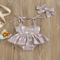 Odjeća za novorođenčad s printom tratinčice za bebe i djevojčice, bodi s vezicama na vratu u obliku slova u, naramenice