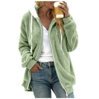 FvWitlyh smeđa kapuljača plus veličine dukseva za žene u boji blok pulover vrhovi zeleni veliki