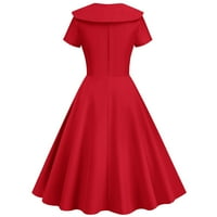 Haljine za žene be Ženska ljetna Temperamentna Vintage haljina s reverom kratkih rukava uklopljena haljina A kroja