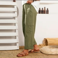 Kayannuo jeseni ženske hlače za čišćenje ležerne hlače za žene lanene multi-džepove solidne ležerne hlače labave