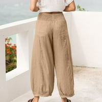 Ecqkame lanene hlače za žene Clearance ženske labave vrećične džepove hlače modne igračke hlače kombinezone pamučne