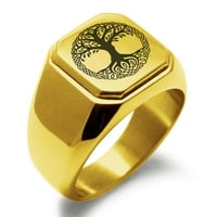 Polirani prsten s pečatom od nehrđajućeg čelika Iggdrasil veliko drvo života s vikinškim gravurama u nordijskom