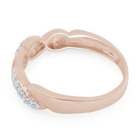 Bijela kubična cirkonija elegantna upletena obećanja Ljubav sjajni prsten u 14K ružičastom zlatu preko srebra,