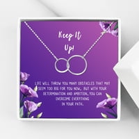 Anavia Keep It Up Card Nakit za poklon, ogrlica za nadahnuće, razveselite poklon, ohrabrenje za prijatelja- [Srebrno