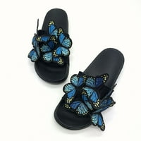 Ženske sandale ljetne ravne sandale s vezom s mašnom, ravne papuče, plave, 7,5 USD