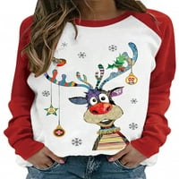 ;/ Ženski pulover s dugim rukavima s okruglim vratom s božićnim sobovima majice s kapuljačom