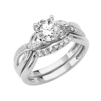 Jewels 14K bijelo zlato kubični cirkonij cz vjenčani bend i zaručnički mladenkini prsten dva set veličina 12