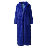 - ;- kaput za žene Plus veličine-krzneni prsluk s okruglim vratom s dugim rukavima za zagrijavanje tijela, krznena