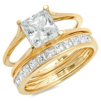 2. Dijamantni rez od 18 karatnog sintetičkog bijelog safira od žutog zlata od 18 karata s naglascima vjenčani