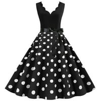 Ljetna ležerna haljina od tunike u točkicama s izrezom u obliku slova A i crnom suknjom