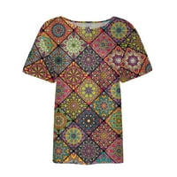 Ljetni vrhovi cvjetni vrhovi za žene, ženski gumb dolje modni ležerni kratki rukavi majice bluza