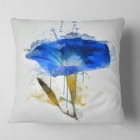 DesignArt Blue Gentiana Alpina akvarel - Cvjetni jastuk za bacanje - 18x18