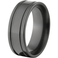 Ravni crni cirkonijev prsten s dva utora s poliranom završnom obradom