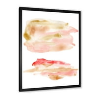 DesignArt 'Abstraktni oblaci postavljeni s ružičastim zlatnim bež i crvenim' modernim uokvirenim umjetničkim printom
