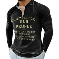 Majice za muškarce s grafičkim printom od 93 do ulični pulover s dugim rukavima, Ležerne prozračne majice s patentnim