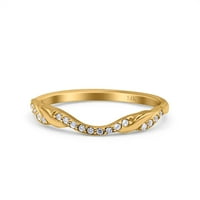 Zaručnički prsten od 14 karatnog zlata u obliku križnog križa, Okrugli, imitirajući veličinu 5