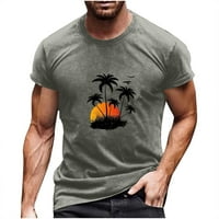 Grafičke majice s Tropskom zalaskom sunca za muškarce za muškarce Ljetni kratki rukavi ležerni okrugli vrat pulover