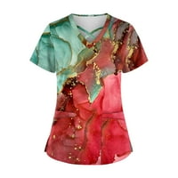 Ženske bluze bluze grafički otisci kratkih rukava moda žena plus ljetne košulje s V-izrezom crvene xxl