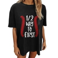 Plus veličine vrhovi za žene grafičke majice Ženske ljetne kaznene kapljice na ramenu kratki rukavi Smiješne baseball