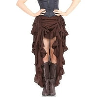 Yubnlvae haljine za žensku steampunk gotičku suknju ruffles piratska suknja - smeđa