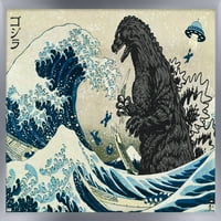 Zidni plakat Godzilla-veliki val, uokviren 22,375 34