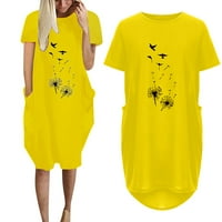 Ženske Midi Plus Size haljine s popustom od $ $ Kratki rukav Cvjetni print maslačak Okrugli vrat modni ljetni