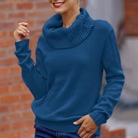 Džemperi za žene, Ženska dolčevita dugih rukava, pleteni džemper u punoj boji pulover džemper dugi gornji dio