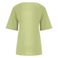Ženske majice s okruglim vratom Ženska bluza Ležerne jednobojne košulje kratkih rukava ljetne zelene 4 inča