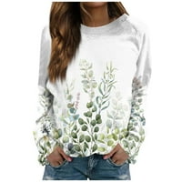 ; / Ženski casual modni pulover s dugim rukavima s okruglim vratom s cvjetnim printom bluza top