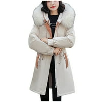 Zimske jakne za žene za žene Ženska zimska modna odjeća duga tanka jakna s kapuljačom kaput Božićni pokloni za