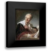 Fragonard, Jean Honore Black Modern Framed muzejski umjetnički tisak pod naslovom - Portret Diderota
