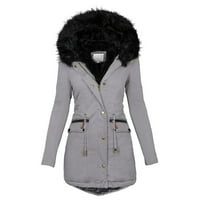 Ženski zimski kaput Plus Size s reverom jakna dugih rukava Vintage izolirani kaput topla gornja odjeća s kapuljačom
