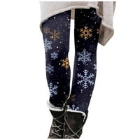 Ženski modni Božićni print visoke čvrstoće rastezljive mekane tajice za trbuh teretne hlače za žene