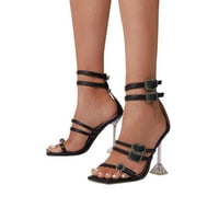 Ženske modne Ležerne obične sandale na platformi s otvorenim prstima cipele za plažu Crne 6