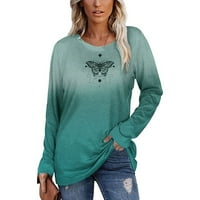 Majice dugih rukava za žene elegantna košulja leptir majica dugih rukava grafički gradijentni pulover s okruglim