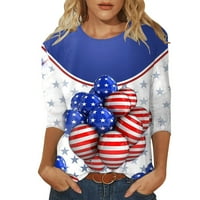 Ženski modni ležerni pulover s okruglim vratom s printom za Dan neovisnosti, Bluza Plus Size za žene