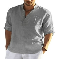 Muške košulje Henlee majica tunika vrhovi dugih rukava Muška osnovna bluza radna siva 3 inča