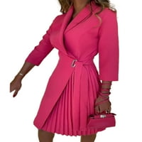 Ženska Midi haljina u boji u boji, široke haljine s blazerima u obliku slova u obliku slova u, poslovne karirane