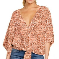 Ženske bluze u donjem dijelu Rasprodaje ispod 7 USD, jednobojne ljetne narančaste majice za vježbanje s dubokim