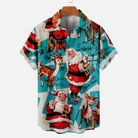 & Muške Ležerne božićne košulje na kopčanje na plaži s nepozicionirajućim printom, košulja s ovratnikom s kratkim