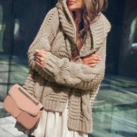 Kardigan za žene džemper za jesen i zimu s debelom iglom ženski topli kaki modni kaput u veličini US