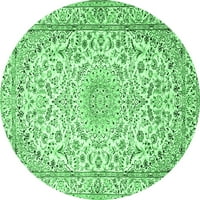 Tradicionalne prostirke za unutarnje prostore s okruglim medaljonom smaragdno zelene boje, promjera 7 inča