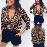Arvbitana Žene seksi bluza s dugim rukavima leopard labava košulja ženska modna jesenska proljetna pulover vrhovi