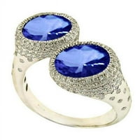 Harry Chad Enterprises 5. CT pasijans s akcentima dijamantima Šri Lanka plavi safirni prsten - zlato